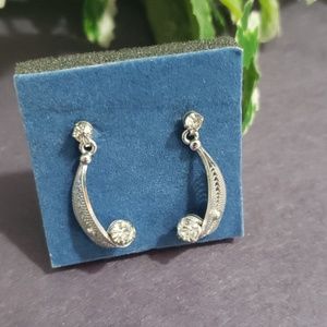 Silver earrings with crystal studs